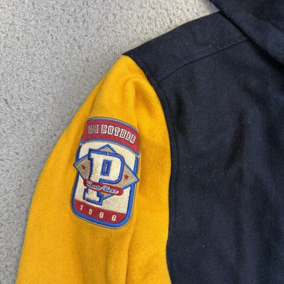 Vtg Disney Winnie The Pooh Varsity Jacket Blue Yellow Wool 100 Acre Wood - Large - Picture 3 of 13